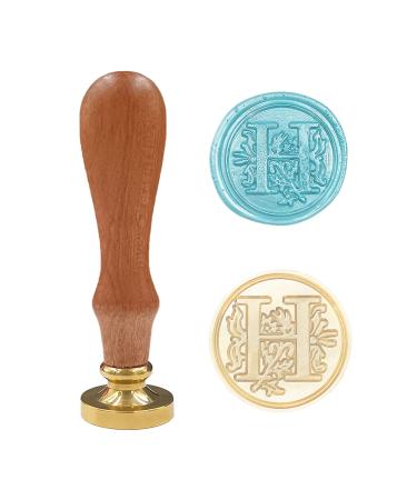 Classic Various Alphabet Sealing Wax Seal Stamp  Brass Head Wooden Handle Letter Stamps for Card/Envelope/Gift - (Stamp  Letter H) Stamp Letter H