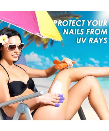 Tanning Finger Tips - 50 Pcs UV Protection Nail Protectors for Gel Nail Remover Caps & Tanning Beds - Purple Finger Sleeves - Buy Online on SooperMarket.com