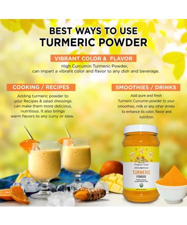 Organic Veda Turmeric Powder - 100% Pure USDA Certified Ultra-Fine Root Powder with Natural Curcumin - Premium Harvest from India - Ideal for Cooking, Milk, Smoothies (16 oz) - Buy Online on SooperMarket.com