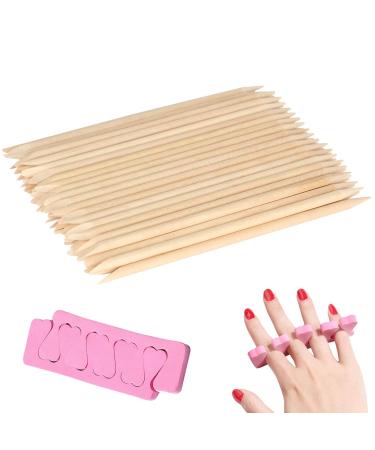 Green Convenience 100 Pcs Double Sided Orange Wood Nail Sticks Multi Functional Cuticle Pusher Remover Manicure Pedicure Tool Nail Art Accessories