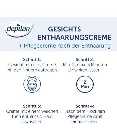 Depilan Facial Depilatory Cream for Sensitive Skin - Gentle Hair Removal for Upper Lip Chin Cheek & Nose - Includes 50ml Cream 30ml Care Cream & Sponge - International Shipping Available - Buy Online on SooperMarket.com