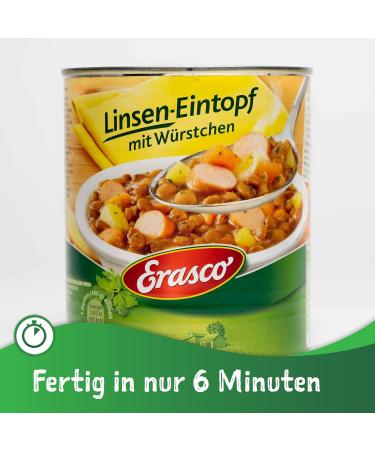 Erasco Lens Stew with Sausages (800g) - Quick & Delicious Vegetable Meal - International Shipping Available - Buy Online on SooperMarket.com