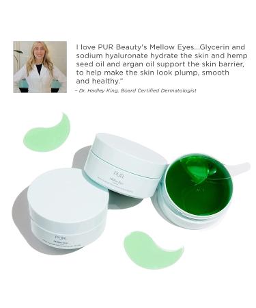 PUR Mellow Eyes Hemp-Derived Eye Patches: Reduce Puffiness & Brighten Under Eye Area with Hemp Seed Oil, Green Tea Extract & Kiwi Fruit Extract - 30 Pairs (Cruelty & Gluten Free) - Buy Online on SooperMarket.com