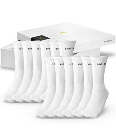 Canzt White Crew Socks Tennis Socks Men & Women Set of 6 43-46 Cotton