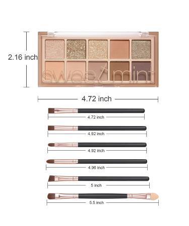 10 Colors Eyeshadow Palette with 6 Brushes - Matte, Shimmer, Glitter Eye Makeup Set - Long Lasting, High Pigment Formula for Natural Look - Buy Online on SooperMarket.com