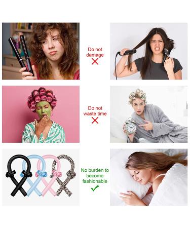 Leopard No Heat Curlers - Overnight Heatless Curls for Long Hair - Silk DIY Hair Styling Tools Kit - Buy Online on SooperMarket.com