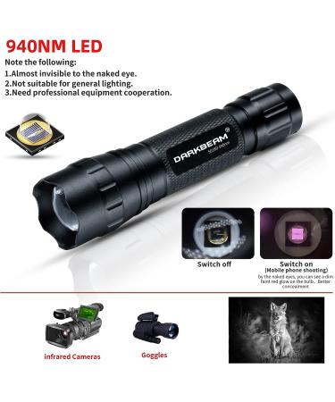 DARKBEAM IR-940nm Infrared Mini Flashlight for Night Vision Scope - Rechargeable Tactical Illuminator Kit for Hunting & Observation | Portable & Zoomable with Clip for Concealed Use - Buy Online on SooperMarket.com
