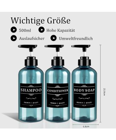 3 Pack - 500ml Empty Pumping Bags | Blue Shampoo Bottle Pump Dispenser | Ideal for Shower & Body Soap - Buy Online on SooperMarket.com