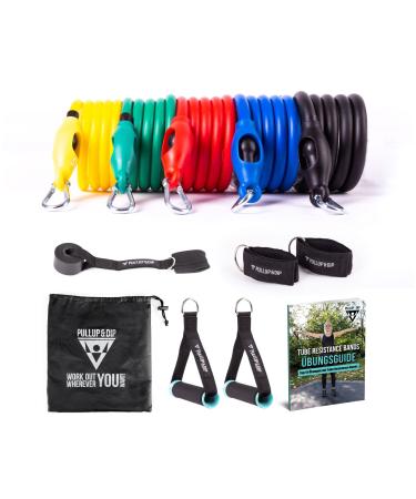 Pullup & DIP resistance tapes set fitness straps resistance bands with handles door anchors foot loops + carrying bag (11-part) tube ligaments expander tubes fitness band resistance band