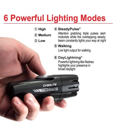 Cygolite Metro 600 Lumen USB Rechargeable Bike Headlight - Black | 600 Lumens - Buy Online on SooperMarket.com