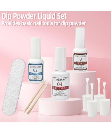 Dipping Powder Liquid Set Nail Dip Powder Liquid with 15ml 2 in 1 Base & Top Coat Activator and Brush Saver for Dip Powder Starter Kit No UV/LED Nail Art Manicure for Home DIY Salon - Buy Online on SooperMarket.com