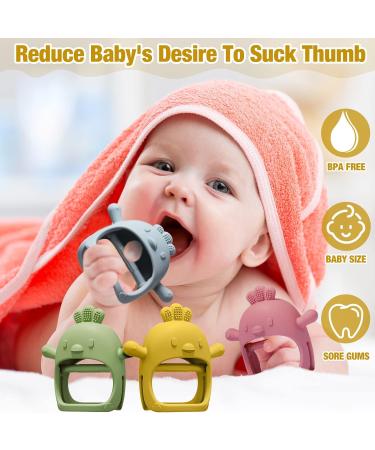 4 Pack Silicone Baby Teething Toys for 0-6 Months | Anti-Dropping Wrist Teethers | Chick Baby Chew Toy for Sucking Needs - Buy Online on SooperMarket.com