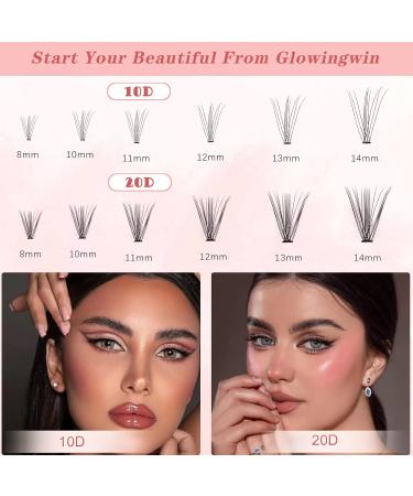 Glowing Win Cluster Individual Lashes - 120 PCs DIY Natural Eyelash Extensions (0.07D + 20D Mix 8-14mm) - Perfect for Home Use - Buy Online on SooperMarket.com