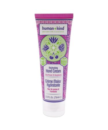 Human+Kind Moisturizing Hand Cream Elderflower and Raspberry - Hydrating Cream with Avocado Oil and Shea Butter - Intense Fast Absorbing Moisturizer for Smooth Skin - For Dry Cracked Skin - 75 ml