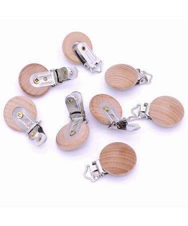 Sutoyuen 10Pcs 30mm (1.18) Natural Wood Pacifier Holder Round Beech Metal Teether Wooden Teething Beads Suspender Clips DIY Pacifier Accessories - Buy Online on SooperMarket.com