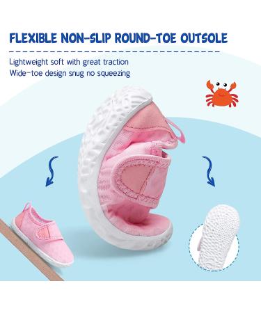 LeIsfIt Toddler Water Shoes - Quick-Dry Aqua Socks for Boys and Girls | Lightweight Non-Slip Swim Shoes for Kids | Breathable Beach Shoes - Size 7 Toddler (Pink) - Buy Online on SooperMarket.com