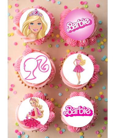 24 x Pre-Cut Barbie 5 Edible Stand up Wafer/Rice Paper Cupcake Cake Toppers Birthday Party Pink Decorations - Buy Online on SooperMarket.com