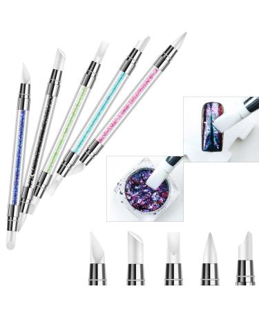 5Pcs Dual Tipped Nail Sculpture Pen with Silicone Rubber Tip - Nail Art Tool for Rhinestone & Polish Carving - Buy Online on SooperMarket.com