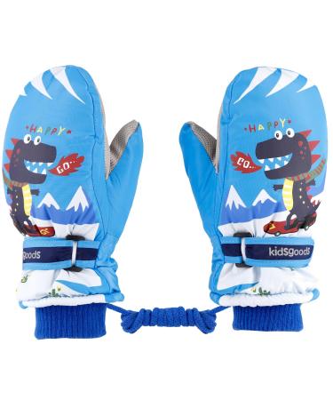 KAKU NANU Kids Ski Gloves Mittens Waterproof Ice Skating Gloves Children's Winter Warm Snow Gloves Thermal Fleece Gloves For Boys Girls Pink Purple Blue Cartoon 2-10 Years Light Blue-2 6-10 Years