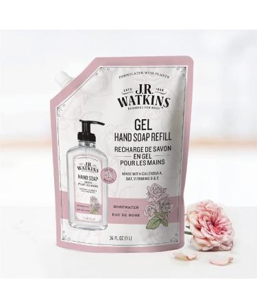 J.R. Watkins Rosewater Gel Hand Soap Refill 3 Pack - 34 Fl Oz Each | Moisturizing, All Natural, Alcohol-Free, Cruelty-Free | Made in USA - Buy Online on SooperMarket.com
