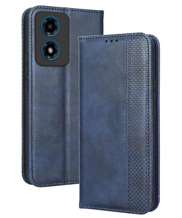 RankOne Flip Leather Case Cover for Motorola Moto G04S / G04 / G24 / G24 Power (6.5" Inches) Blue Motorola Moto G04S Blue