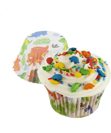 Create A Cake Dinosaur Cupcake Sprinkle Kit Patterned Baking Cases & Sprinkle Pod 25 Cases And 30g Sprinkles Edible Decoration Set With Multicoloured Sugar Dinosaurs and Sugar Strands - Buy Online on SooperMarket.com