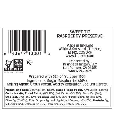 Tiptree Sweet Tip Raspberry Preserve 12oz - Premium Fruit Spread - Buy Online on SooperMarket.com
