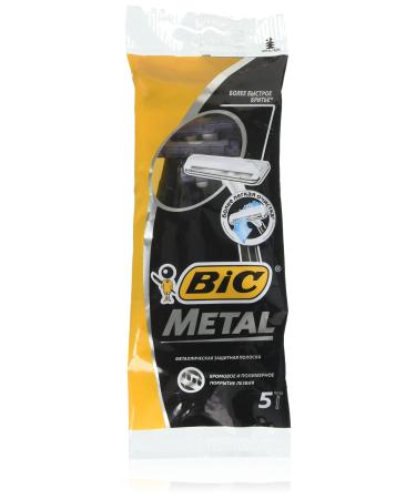 Bic Metal Men's Disposable Shaving Razors, 5-Count x 1 Pack Black 5 Count (Pack of 1)
