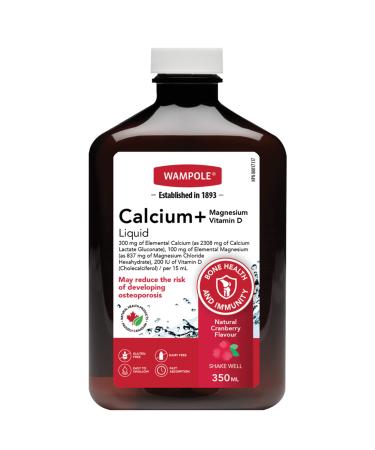 Wampole Calcium+ Magnesium and Vitamin D Liquid Helps Maintain Bones & Teeth and Prevent Osteoporosis 350 ml