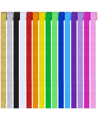 15 Rolls 405 Yards Party Streamers Backdrop Decorations Red Green Blue White Black Gold Silver Black Crepe Paper Rainbow Streamers for Photo Booth Backdrop Birthday Fiesta Party Mexican Celebration