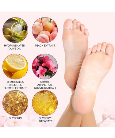 5-Pack Peach Foot Mask for Soft Callus and Dead Skin Removal - Exfoliating Socks for Dry Rough Heels Treatment - Natural Beauty Feet Mask - Buy Online on SooperMarket.com