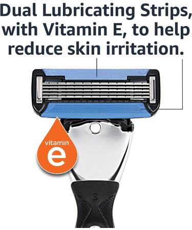 Amazon Basics 5-Blade Razor Refills for Men - 12 Cartridges with Dual Lubrication and Precision Trimmer - Buy Online on SooperMarket.com