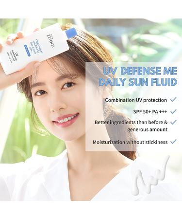 MAKEPREM Defense Me Daily Vegan Sun Fluid SPF 50+PA++++ - Non-greasy Hydrating Sunscreen for Acne-Prone Skin - Broad Spectrum UV Protection - Reef-safe Formula - Korean Skincare - Buy Online on SooperMarket.com