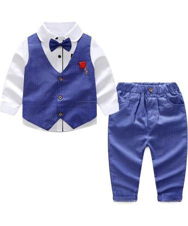 Nwada Boys 4pcs Gentleman Suits Set | Boys Wedding Outfit Blue | Kids Blazer, Pants, Waistcoat, Shirt, Bowtie | Child Tuxedos | 3-4 Years - Buy Online on SooperMarket.com