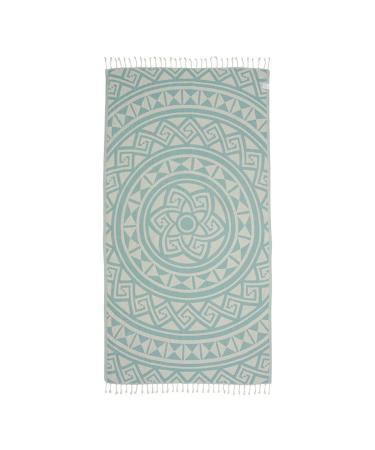 Sand Cloud Large Turkish Beach Towel - Sand Free - 100% Organic Turkish Cotton Yarn - Quick Dry Towel for Beach, Picnic Blanket or Throw - As Seen on Shark Tank - Mandala (Mint) Mandala (Mint) Regular