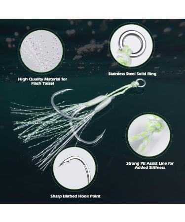 Goture Double Fishing Assist Hooks Kit - Glow Hook Slow Fast Fall Jigs - Lead Vertical Jigging Lures - Pack of 5 Luminous #2/0 (5pcs) - Buy Online on SooperMarket.com