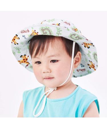 LANGZHEN Giraffe XL Beach Sun Protection Hat for Baby Girls - Adjustable Wide Brim Toddler Kids Hat with Chin Strap - Summer Play Essential - Buy Online on SooperMarket.com
