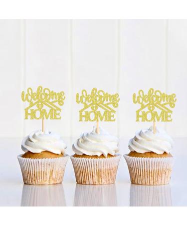Cyodoos 24 Pcs Sweet Home Cupcake Toppers Glitter Welcome home Cupcake Picks Housewarming Cupcake Toppers New Home Theme Party Cake Decorations Supplies Golden Golden1 - Buy Online on SooperMarket.com
