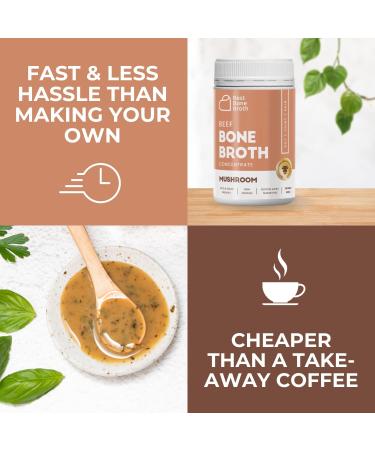 Bone Broth Premium Beef Bone Broth Concentrate Mushroom Flavour- 100% Sourced from AU Grass-Fed Pasture-Raised Cattle - Healthier Skin & Nails Healthy Digestion - Bone Broth Collagen - Buy Online on SooperMarket.com