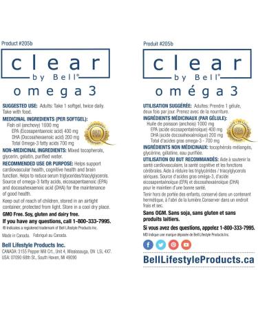 clear by Bell Omega 3 - Pure Premium Fish Oil for Men and Women - Cholesterol Free - Low Repeat and Smell - 120 Softgels 120 count (Pack of 1) - Buy Online on SooperMarket.com
