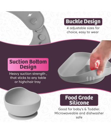 CHEEKYCHOPS 9 PCS Baby Weaning Set & Ebook - Slate Grey | Baby Plate, Bib, Cup, Bowl, Spoon & Recipe Ebook - Buy Online on SooperMarket.com