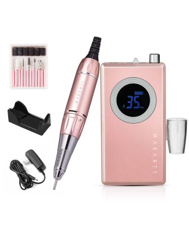 Makartt Rechargeable Nail Drill Electric Nail File Pink Stephanee 35000RMP Professional Nail Drill Kit Portable E File Manicure Drill for Acrylic Nails Poly Nail Gel Polish Nail Extension Gel B-18