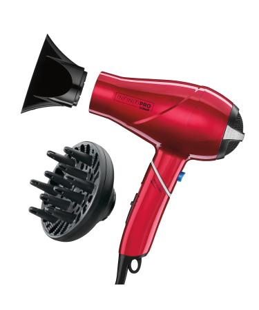 INFINITIPRO BY CONAIR Travel Hair Dryer 1875W Compact Travel Hair Dryer with Twist Folding Handle Conair Blow Dryer Red Red 2 Piece Set