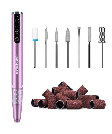 MelodySusie Professional Cordless Nail Drill, Portable Rechargeable Electric Efile Nail Machine File Kit with Bits and Sanding Bands for Acrylic Gel Nails, Manicure Pedicure Polishing, Purple