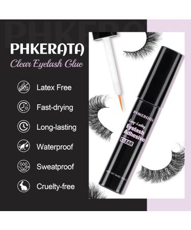 PHKERATA 15MM Wispy Cat Eye False Eyelashes Kit - 7 Pairs + 5ML Glue for Natural, Fluffy Look - Buy Online on SooperMarket.com