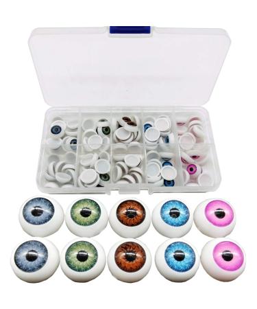 TIHOOD 100pcs/box 12mm Doll Eyeballs Half Round Acrylic Eyes for DIY Doll Bear Crafts Halloween