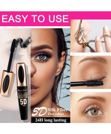 MIESCHER Brown Waterproof Mascara - Long Lasting 5D Silk Fiber Lash Mascara for Volumizing, Lengthening, and Defining Eye Lashes - Buy Online on SooperMarket.com