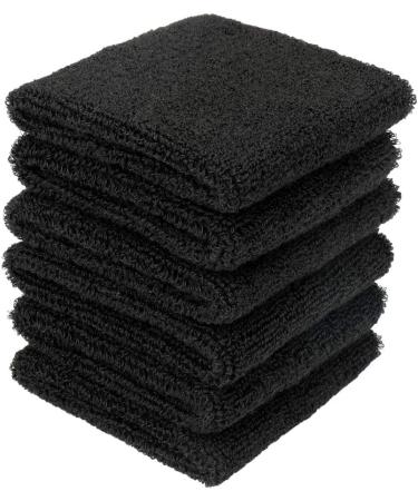H&S Absorbent Wrist Sweatbands for Athletic Men and Women - 6 Pcs Tennis Wrist Sweat Bands for Gym & Running - Black Moisture-Wicking Wristbands for Exercise - Buy Online on SooperMarket.com