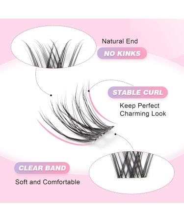 Glowing Win Individual Eyelash Extensions Set - DIY Cluster Lashes Kit with 144 PCS Lash Bond & Seal Tweezers | 8-16mm Natural False Eyelashes for Stunning Looks - Buy Online on SooperMarket.com