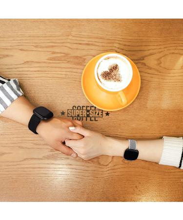 Adjustable Nylon Bands for Fitbit Sense/Versa 3 - Soft Breathable Replacement Strap in Black/Seashell | Compatible for Men and Women - Buy Online on SooperMarket.com